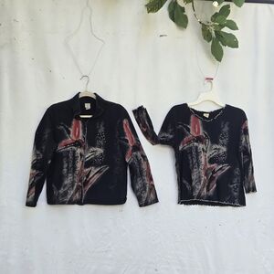 VINTAGE JESS & JANE Stylish Black and Red‎ Women's Sweater